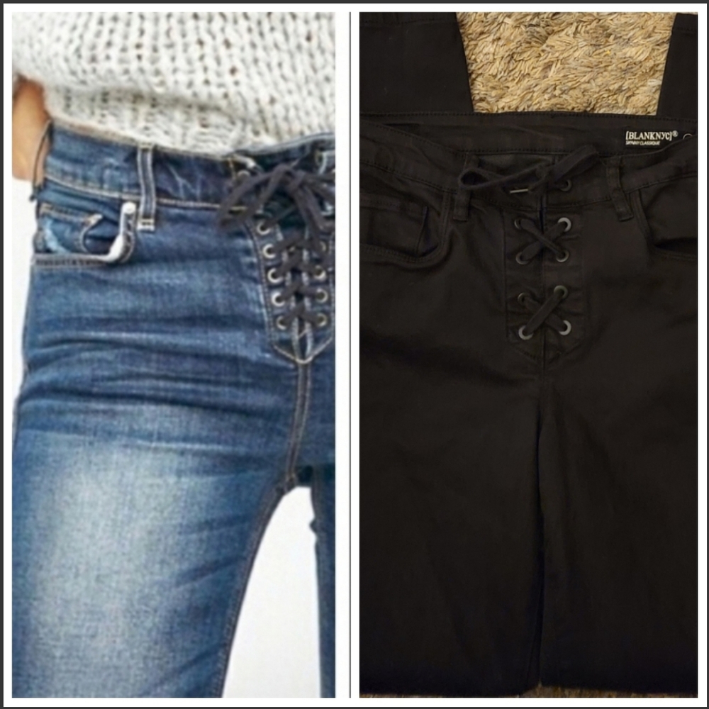 Blank NYC Black Skinny Classique Corset Lace Up Jeans 29